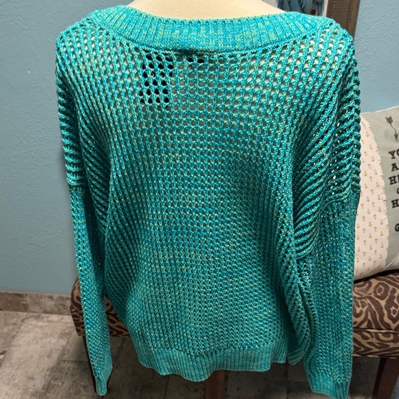 Torrid Teal V-Neck Sweater - Picture 6 of 11